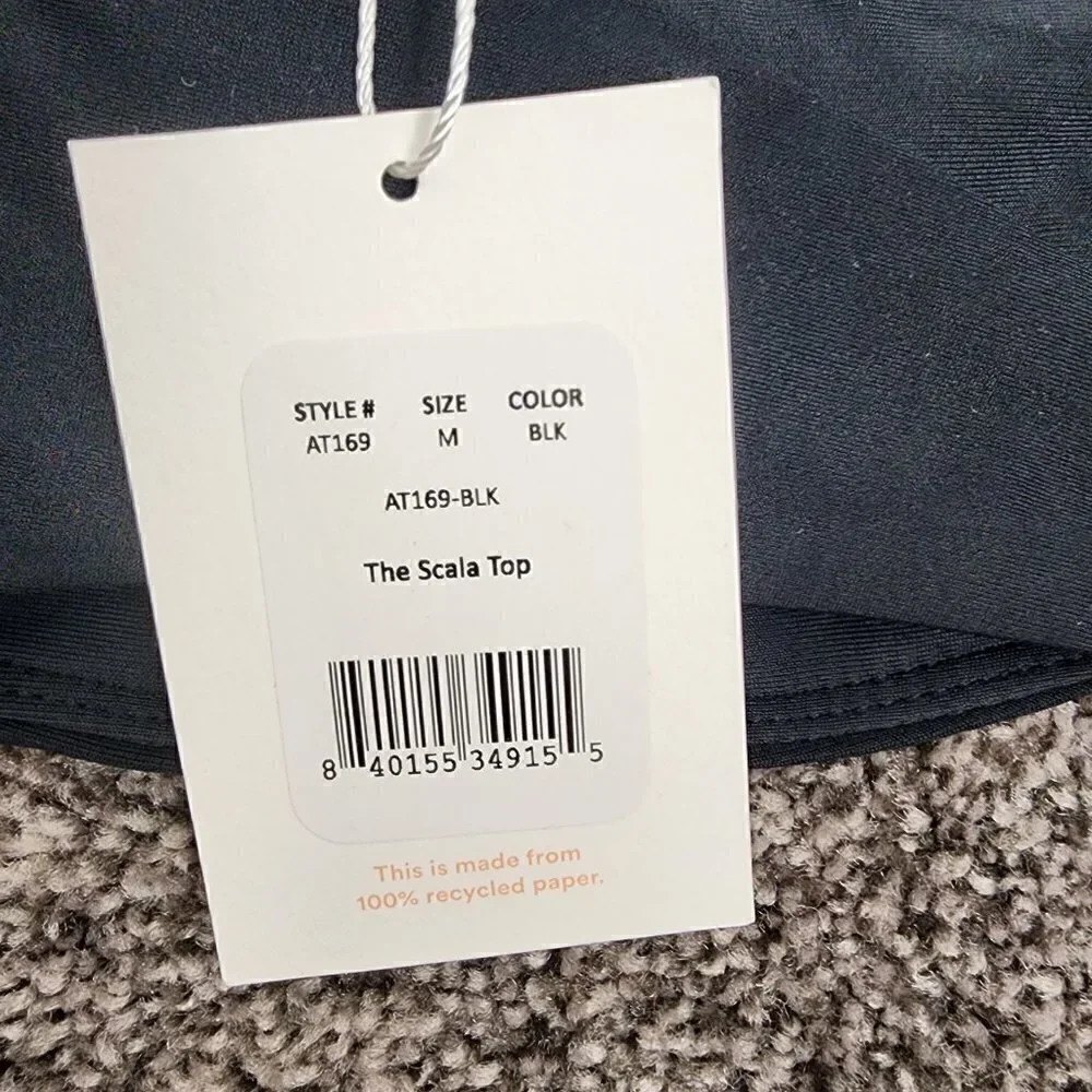 NWT Andie The Scala Padded Bandeau Bikini Top Black Medium